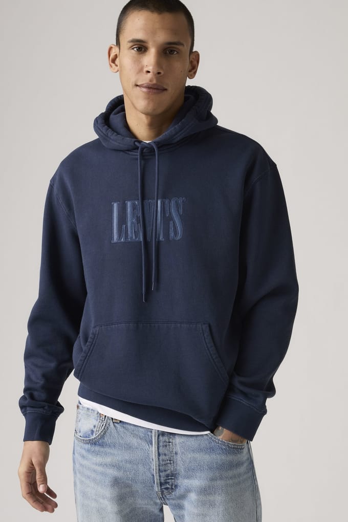 Levi's Relaxed Graphic Po Ssnl Serif 4 Navy Bla Maat: M | Hoodies Outlet | Heren | Blauw