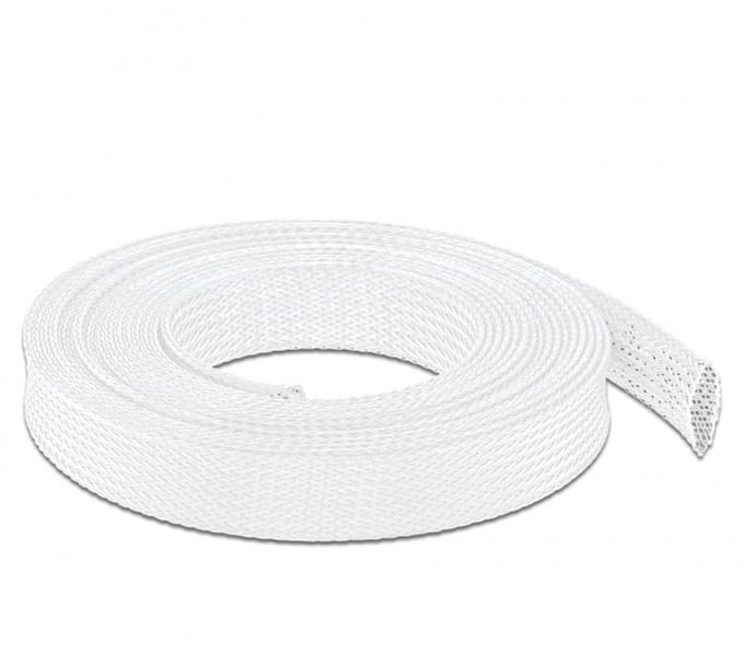 Polyester kabelsleeve | rekbaar | 19mm | wit | 5 meter