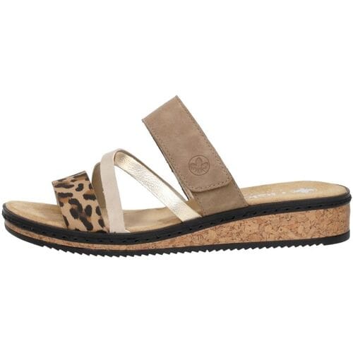 Rieker Slipper V3652-62 Beige Combi Zacht Voetbed