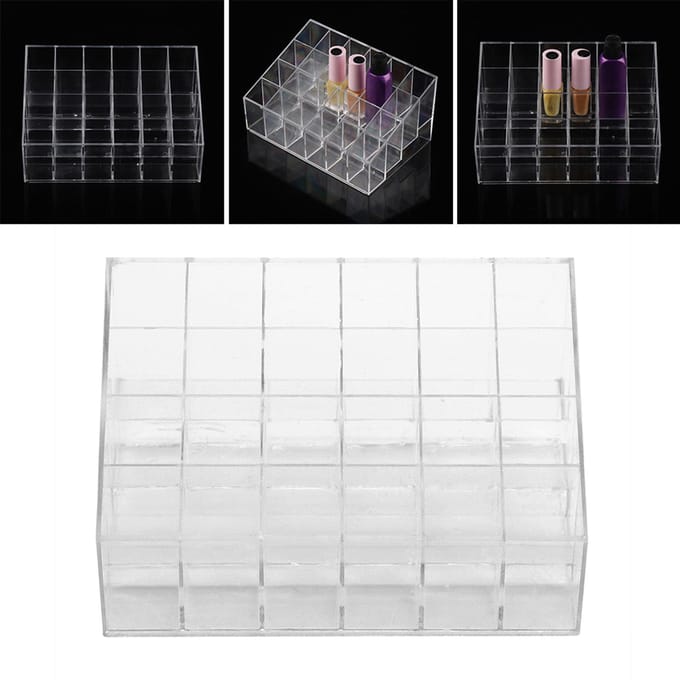 Transparante 24 Vakken Lippenstift Houder Organizer Display Standaard Nagellak Make-up Opbergdoos white
