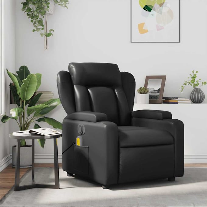 vidaXL - Massagestoel - verstelbaar - kunstleer - zwart