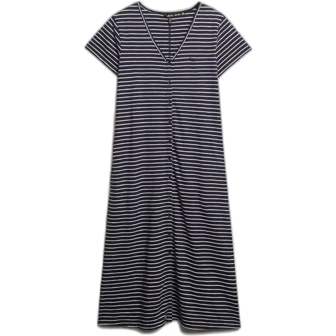 Superdry - Jersey midi-jurk met korte mouwen en knoopsluiting - Dames - Jurken