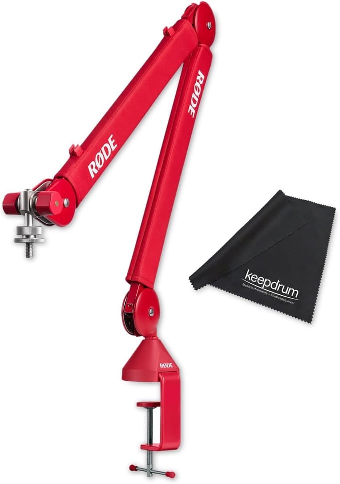Microfoonarm Studio - Scharnierarm Tafel - Content Creatie - Geruisloze Bedienen - 94cm Bereik - rood