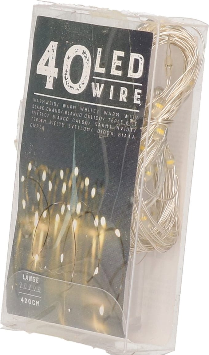Draadverlichting - 40 lampjes - warm wit - batterij - 420 cm - Lichtdraden/lichtsnoeren - kerstverlichting