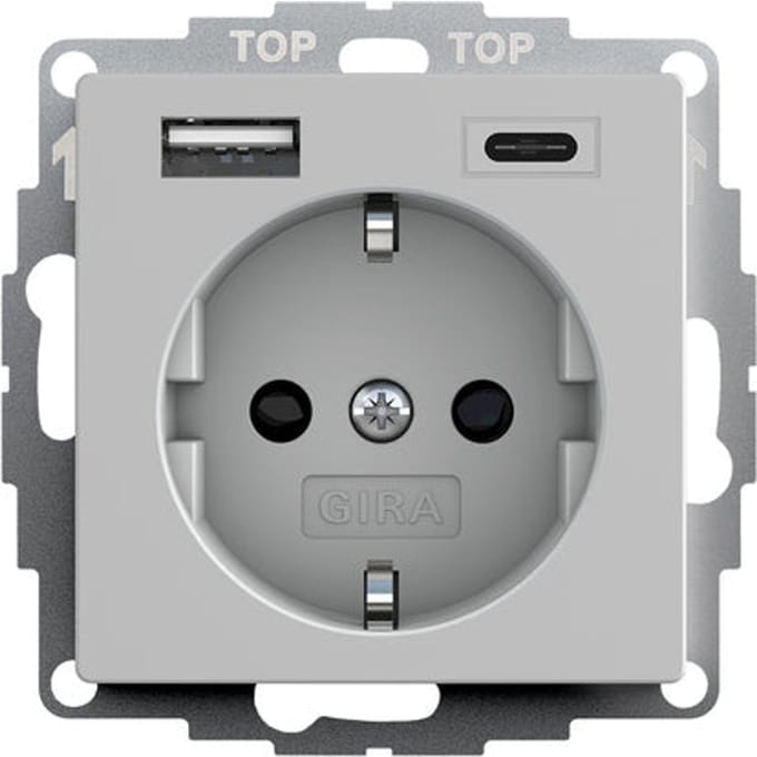 Dubbele Usb Type A/C Schuko Stopcontact Met Veiligheid Plus - 2459015 - E3YME