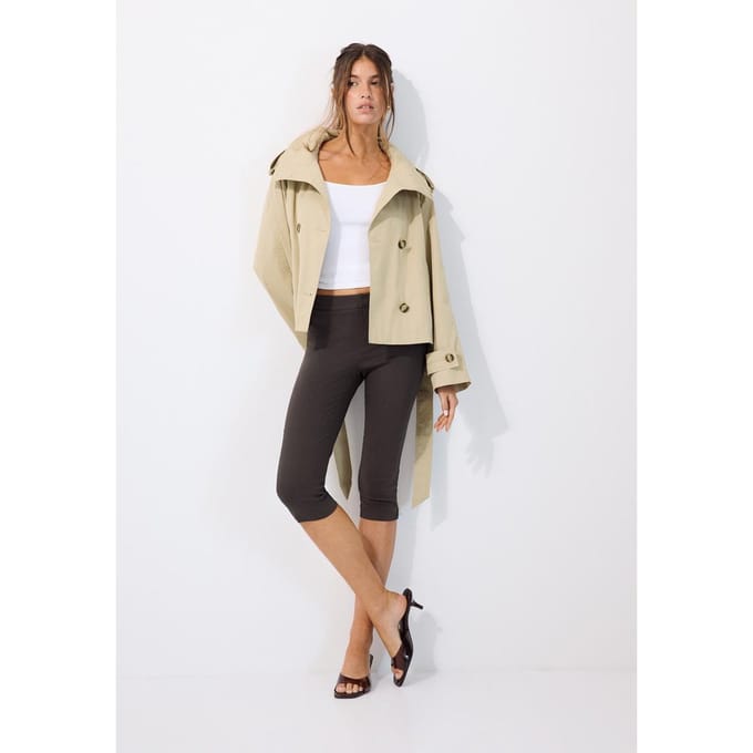 Stradivarius Trenchcoat met opstaande kraag en ceintuur  Beige M