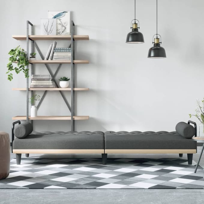Vidaxl Klapbank met Armleuningen, Donkergrijs, Bekleed met Stof