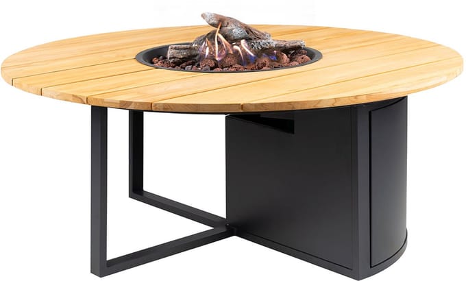 Cosi Fires - Cosiloft Rond Black / Teak 120 cm - Vuurtafels - Hout - BruinZwart