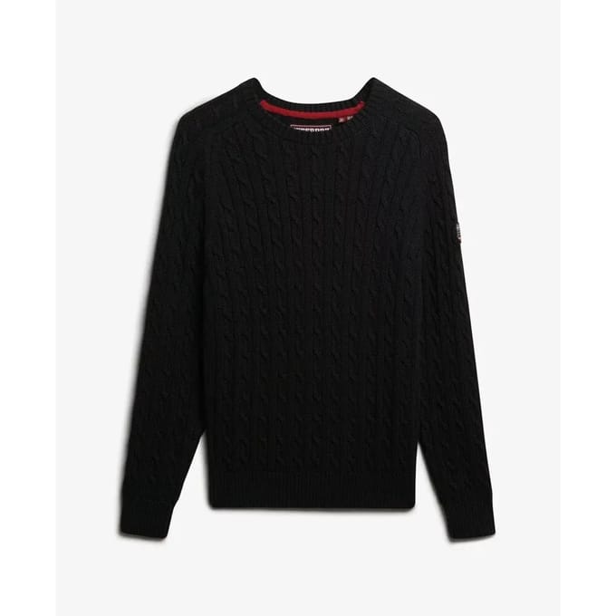 Superdry Slouchy Kabeltrui Black Grootte: 44