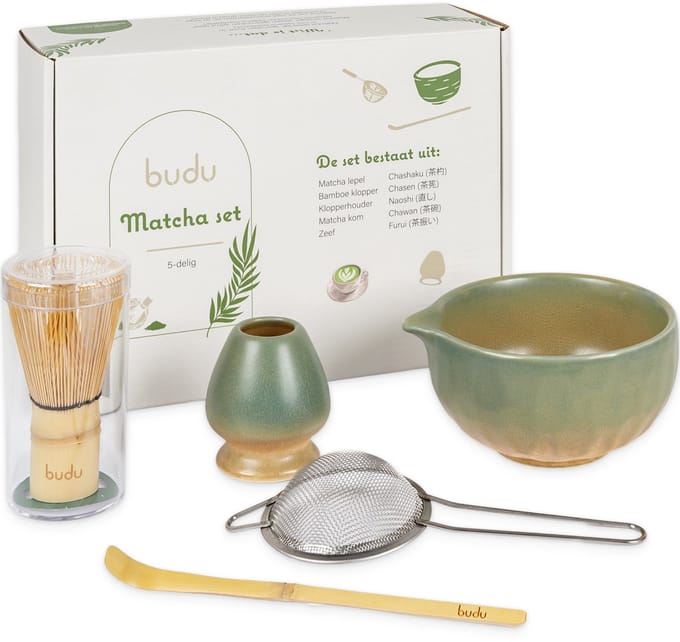 Budu Matchatset 5-delig - Matcha klopper - Matcha thee set - Matcha Wisk - Matcha starterkit