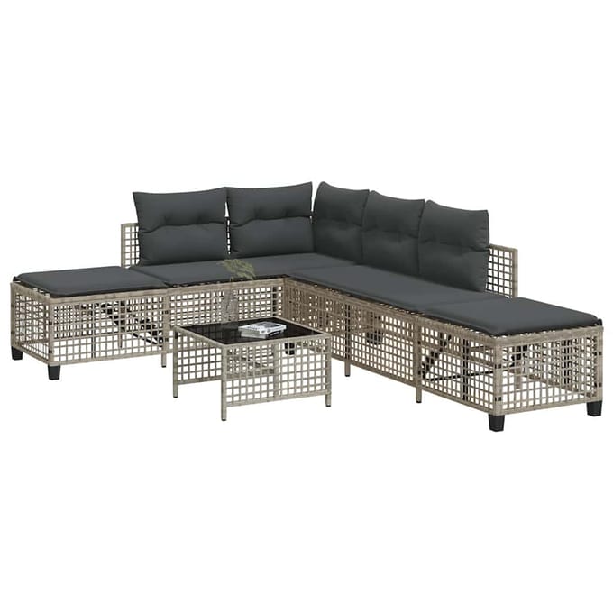 vidaXL - 3-delige - Loungeset - met - kussens - poly - rattan - lichtgrijs