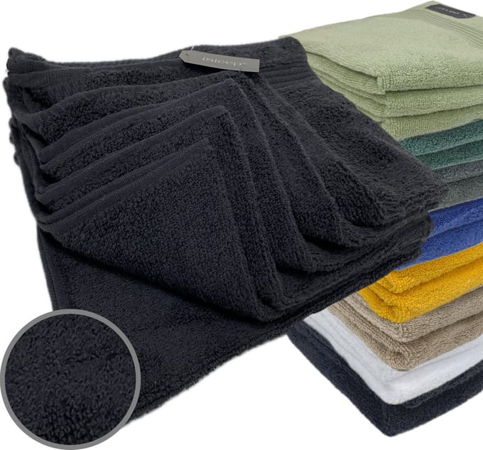 iSleep Terry Gastendoekje - 6 Stuks - 30x50 cm - Zwart