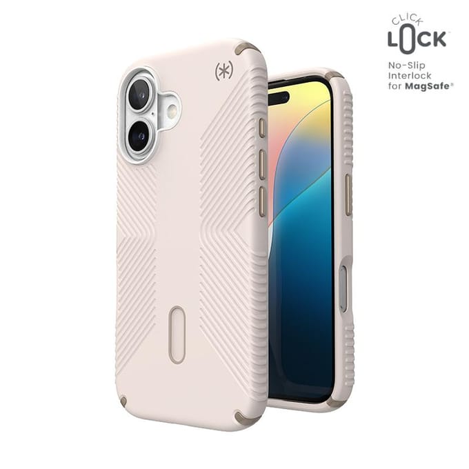 Speck Presidio2 Grip ClickLock & MagSafe - iPhone 16 Case - Bleached Bone / Heirloom Gold / Hazel Brown