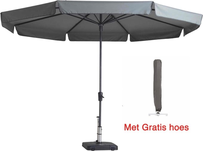 Parasol rond lichtgrijs 350 cm met hoes