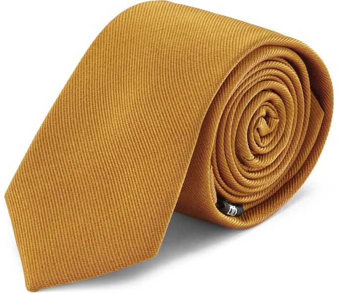 6 cm Stropdas van Goudkleurig Zijden Twill