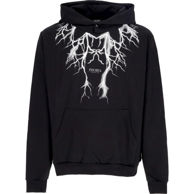 Lichtgewicht Hoodie Man Reflectieve Lightning Hoodie Black