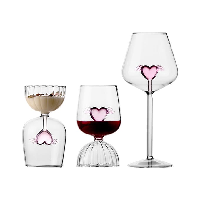 Verre à Cocktail Cœur Élégant Romantique Tasse en Verre pour Mariage Bar à Domicile Fête Restaurants 350ml Type 2