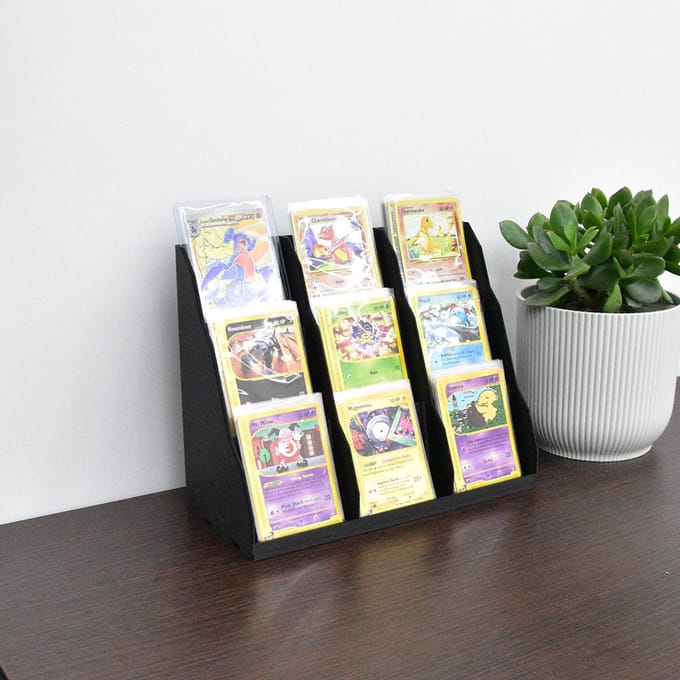 1x Modulaire TCG Kaarten Display – 9-Vaks Houder voor Pokémon, Booster Packs & Toploaders Kleur: Zilver