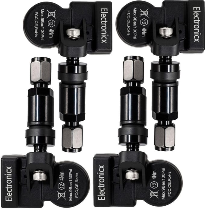 Bandenspanningssensoren - TPMS sensoren - Voertuig veiligheid - Voorgeprogrammeerd - 4 stuks - Zwart