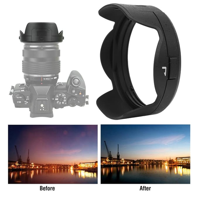 LH-66 Camera Mount Zonnekap voor Olympus M.ZUIKO ED 12-40mm F2.8 Lens black