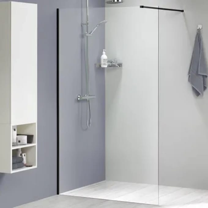 Sealskin Inloopdouche Mix&match 138x200cm - Mat Zwart Profiel - 8 Mm Helder Glas