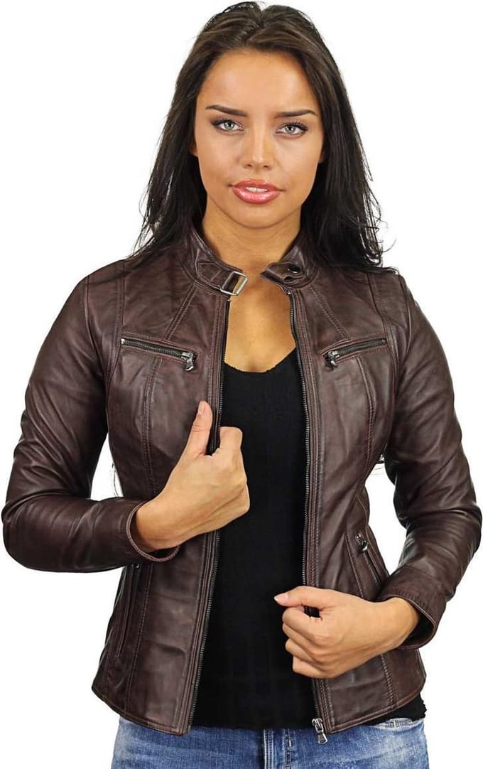 Versano Tulsa Leren Dames Bikerjack Dames Jas 5XL - Bruin