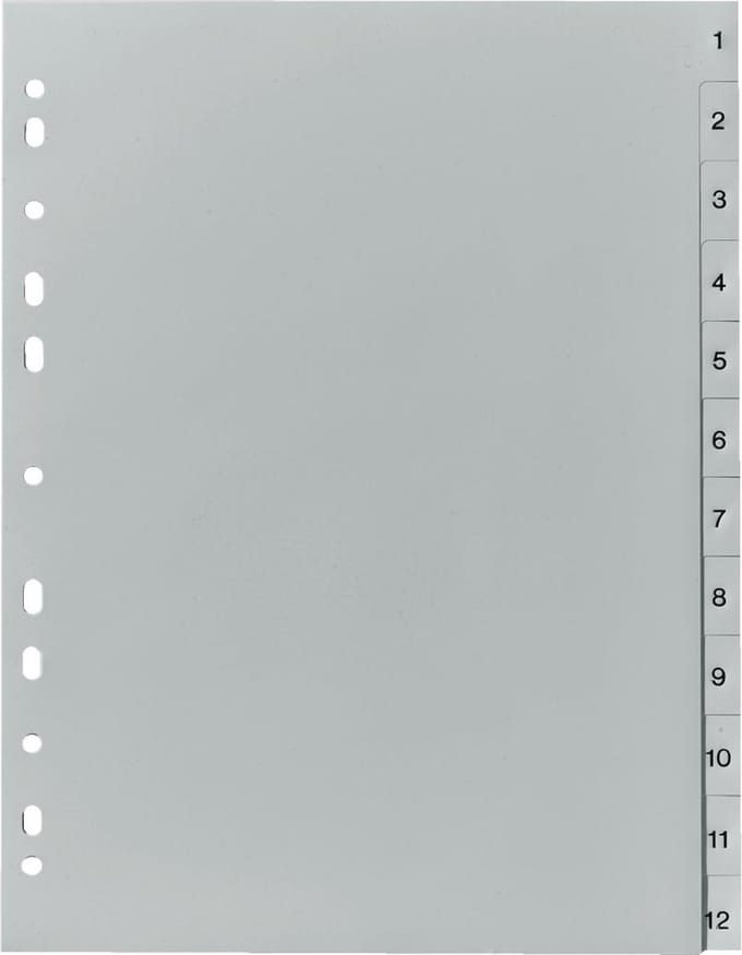 Ordnerregister A4 1-12 PP grau