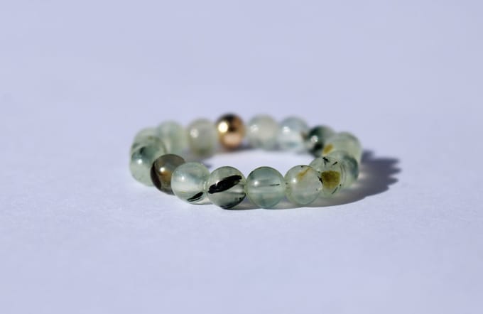 Bixorp Gems Edelsteen Ring van Prehniet - 4mm Kralen Ring - Cadeau voor haar
