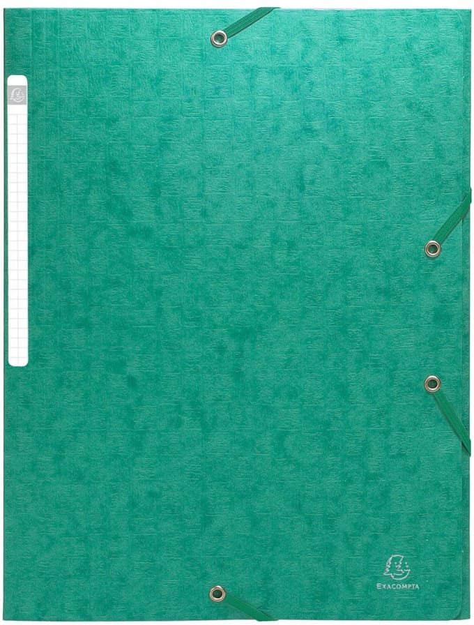 Exacompta 25x Scotten Elastomap + 3 kleppen in gewafeld glanskarton 600g/m2 - A4 - Groen - 55953E
