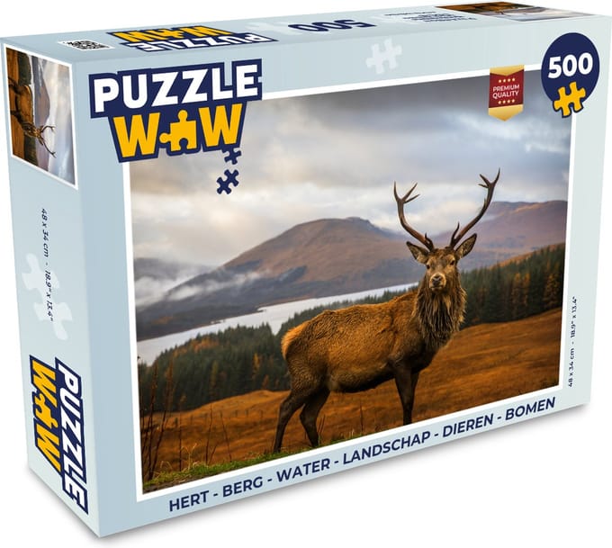 Puzzel Hert - Berg - Water - Landschap - Dieren - Bomen - Legpuzzel - Puzzel 500 stukjes