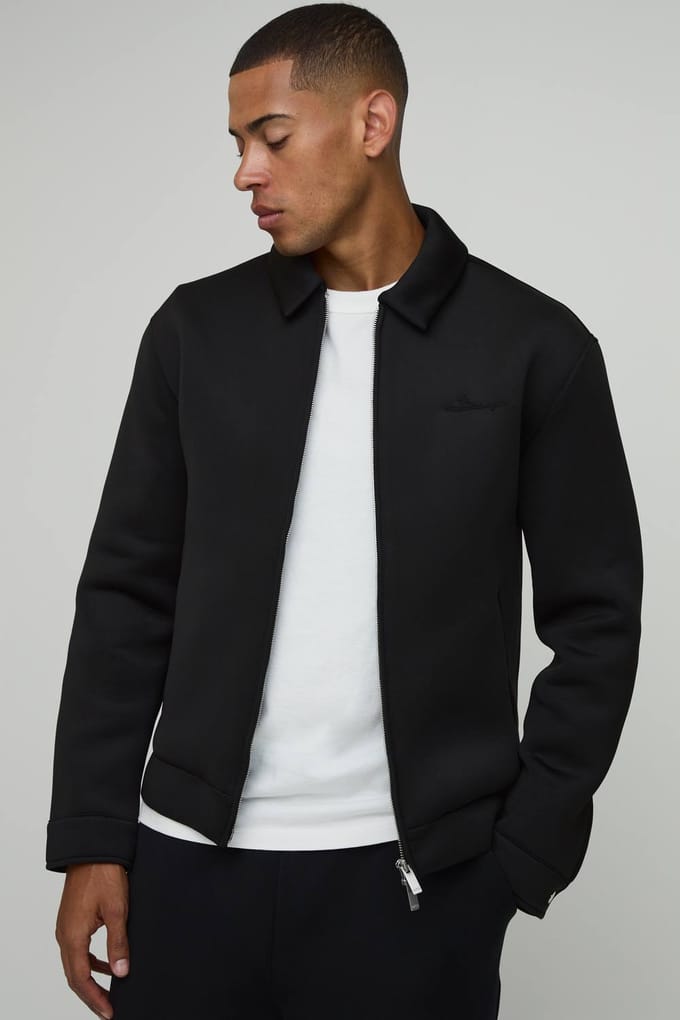 Regular Fit Scuba Gemêleerd Overshirt | Black | Size Medium