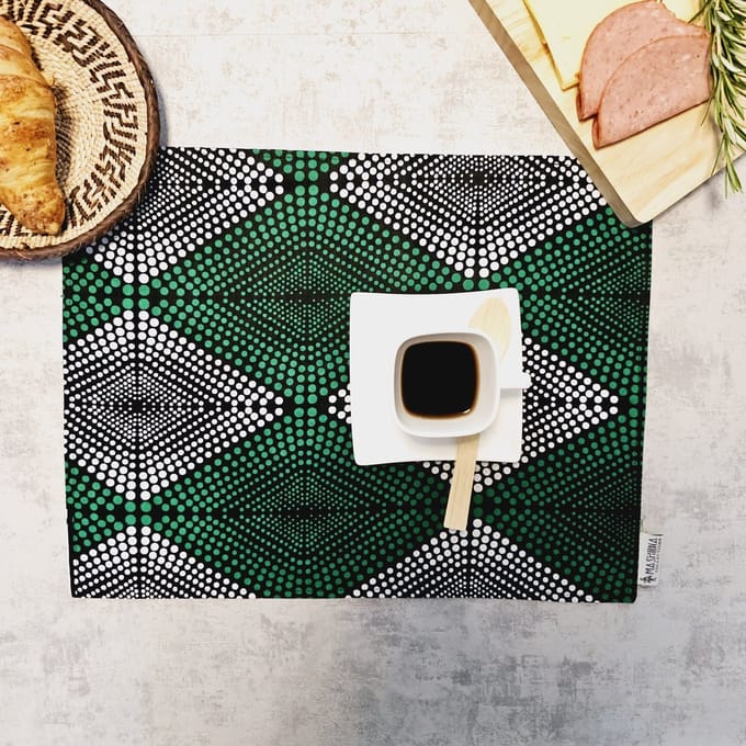Placemats Set van 4 | 100% Katoen Geweven 40x30cm | ''Mudcloth'' geïnspireerde Wasbare Boho Stoffen Placemats