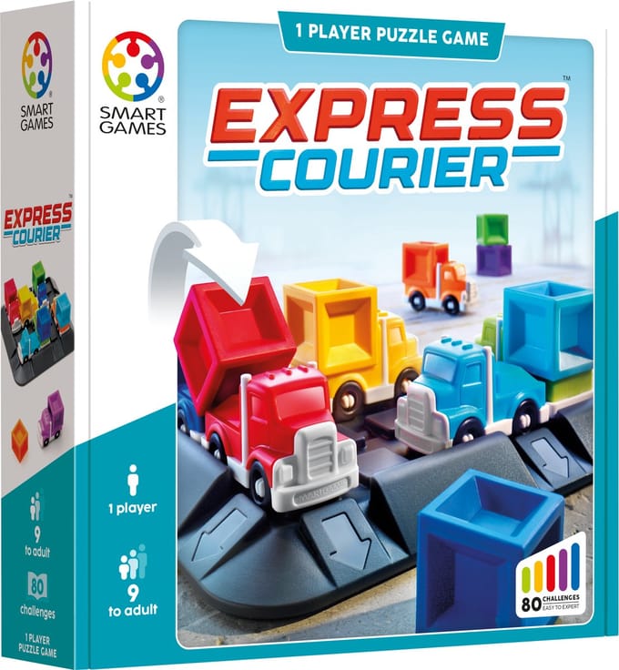 SmartGames Express Courier - Logisch Denkspel - 80 Educatieve Logistieke Uitdagingen - Compact Schuifspel & Solospel - Vanaf 9 Jaar