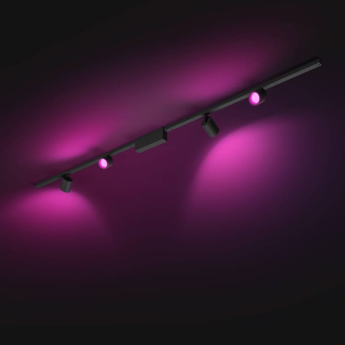 Philips Hue Perifo railverlichting plafond - wit en gekleurd licht - 4-spots - zwart - basisset