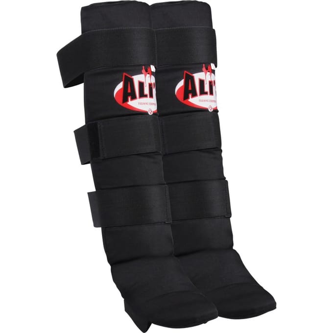 SHIN PRO - Kickboksen scheenbeschermers - Katoen - Zwart - Maat L