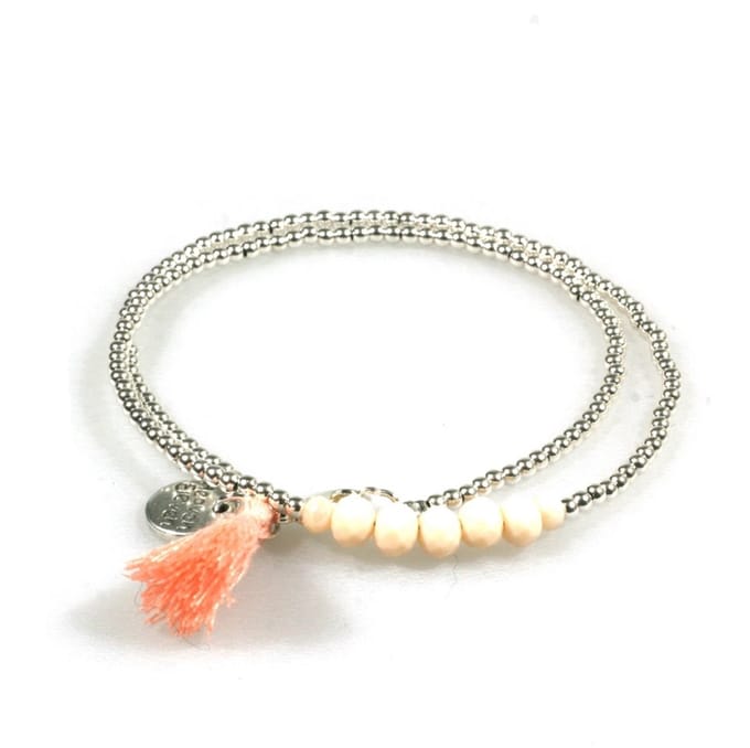 Heaven Eleven - dames - armband - zilver - 925 - wikkel - zalmkleurige - 17cm
