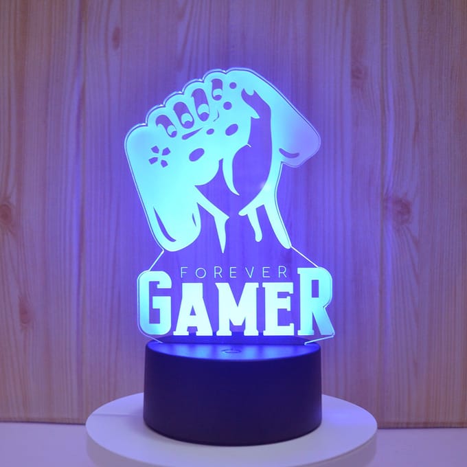 Samstyle - Game LED Lamp - 16 kleuren - 3D Game Light - Forever Gamer- Afstandsbediening - Sfeerlamp
