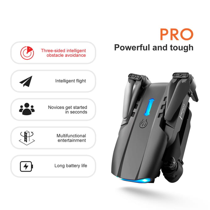 Drone RC avec caméra 4K RC Quadcopter avec fonction d'évitement d'obstacles trajectoire geste de vol single camera-2 battery gris