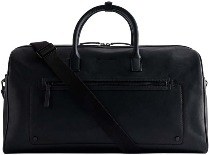 Ted Baker Leren reistas LANDERS Recycled Leather Holdall Black zwart