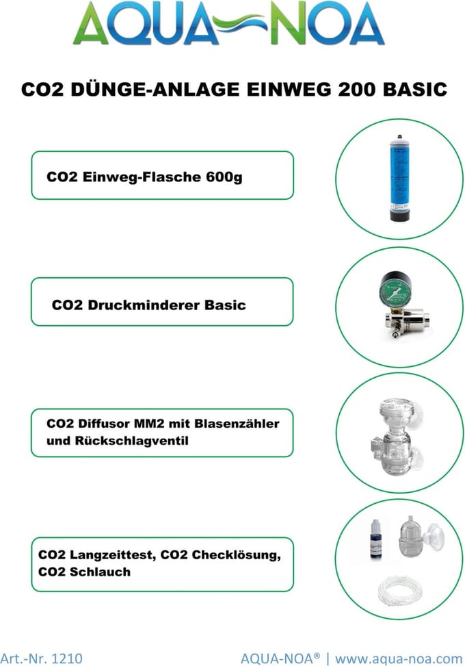 Aqua-noa CO2 set wegwerpfles 200 Basic