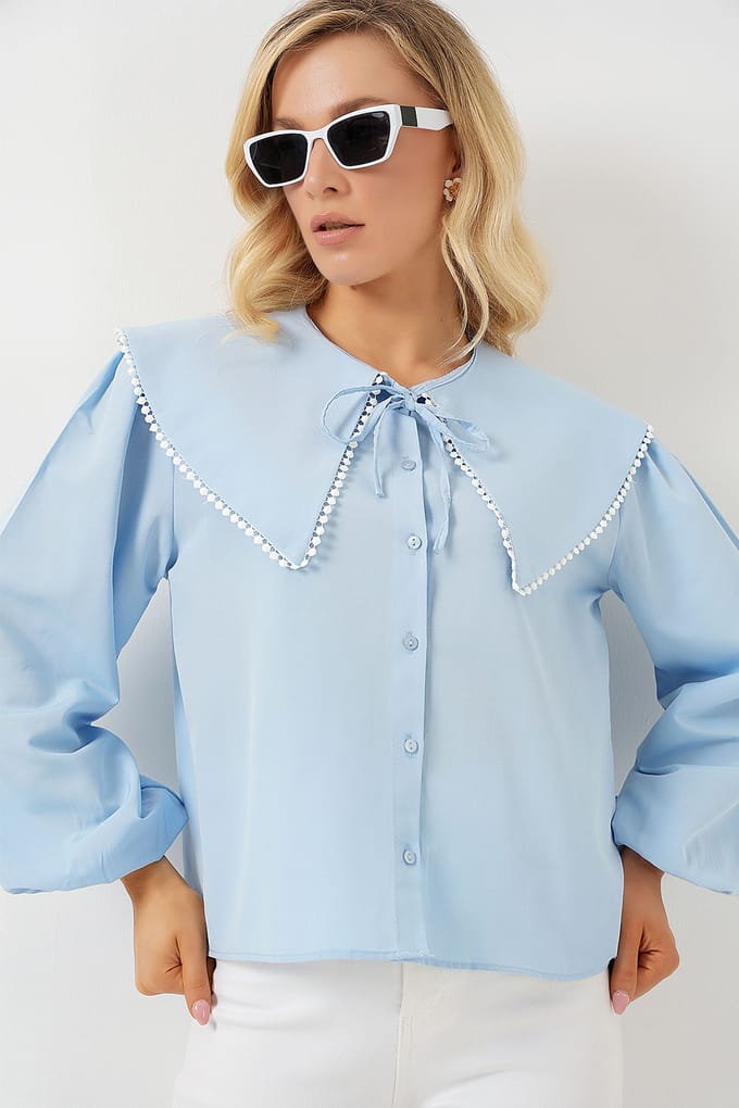 Poplin Baby Kraagshirt met Strik