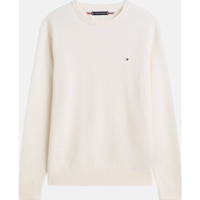 Tommy Hilfiger Seasonal Structure Crewneck Ivory Petal Größe: XL | Pullover Outlet | Herren | Weiß