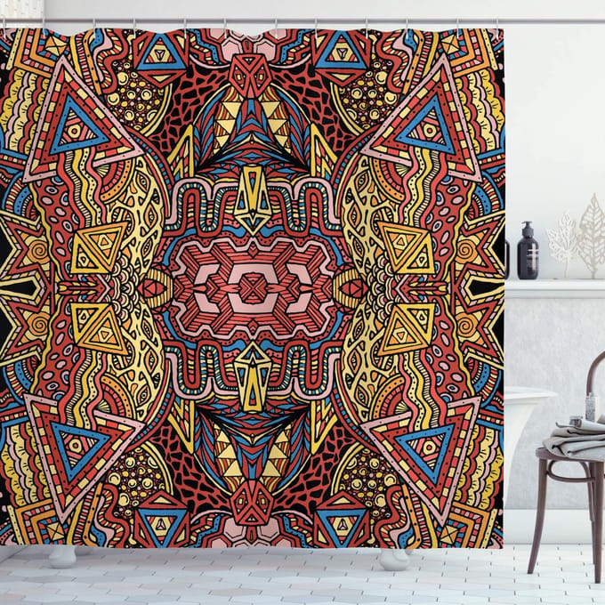 ABAKUHAUS Psychedelisch douchegordijn – stof 175×180 cm – multicolor