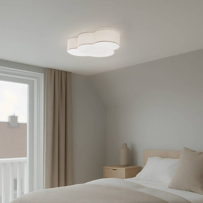 TK Lighting Plafondlamp Cloud, beige, 63 cm lang, textiel, wolk, E27