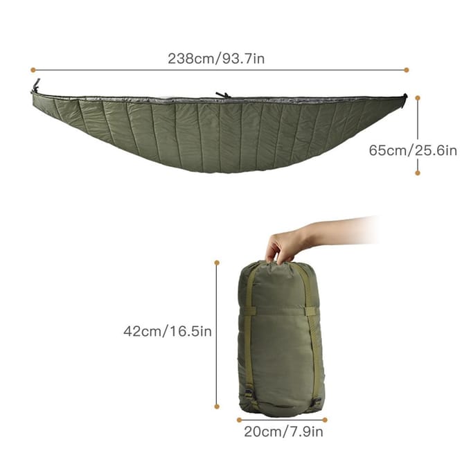 Hangmat onderdekbed voor kamperen, wandelen, backpacken, reizen, achtertuin, terras legergroene kleur