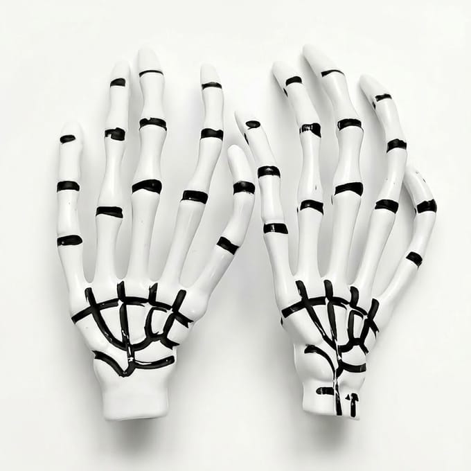 Wit skeleton haarspeld set – skelet hand haar clips voor dames – decoratieve Halloween haar accessoires – set van 2 stuks
