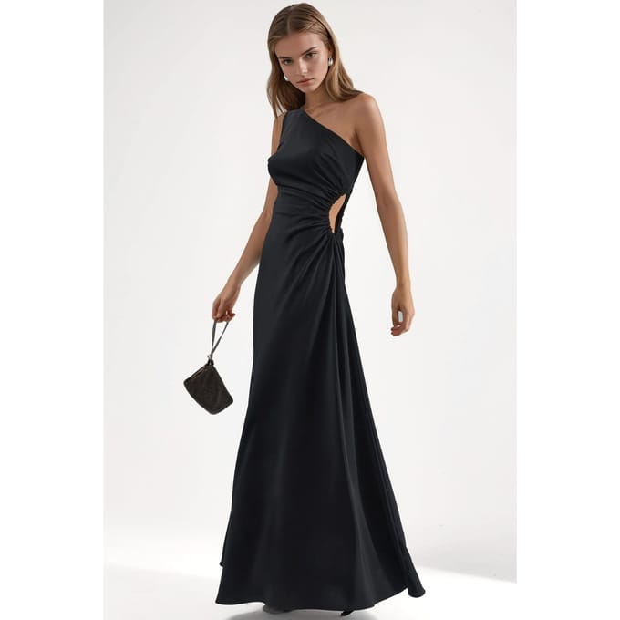 Asymmetrische Kraag Met Uitsnijding Maxi Jurk