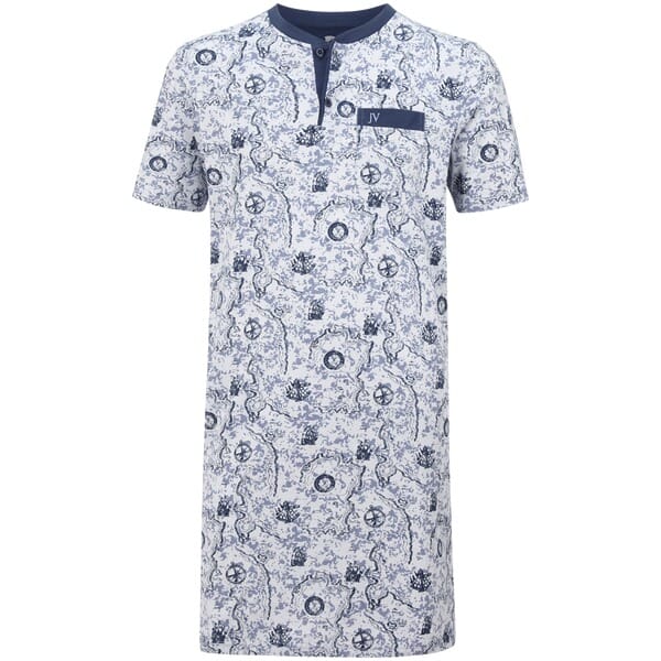 Jan Vanderstorm herren Nachthemd - 76/78 - blauw - Plus Size