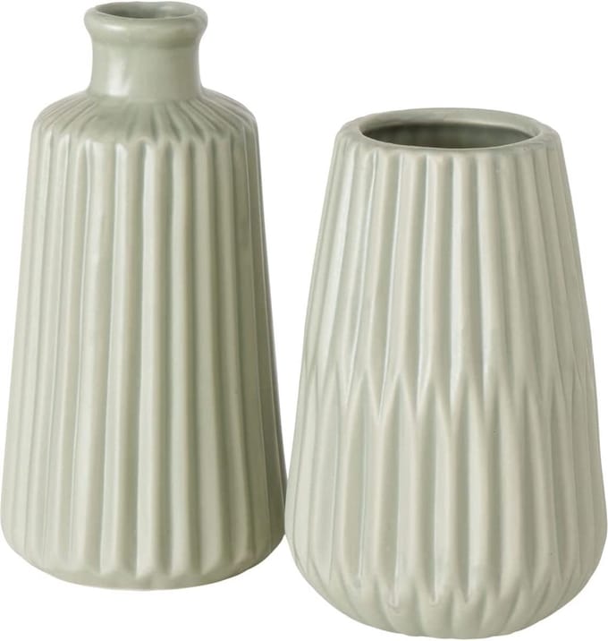 Vaas groen Esko set van 2 stuks . 17cm - Boltze