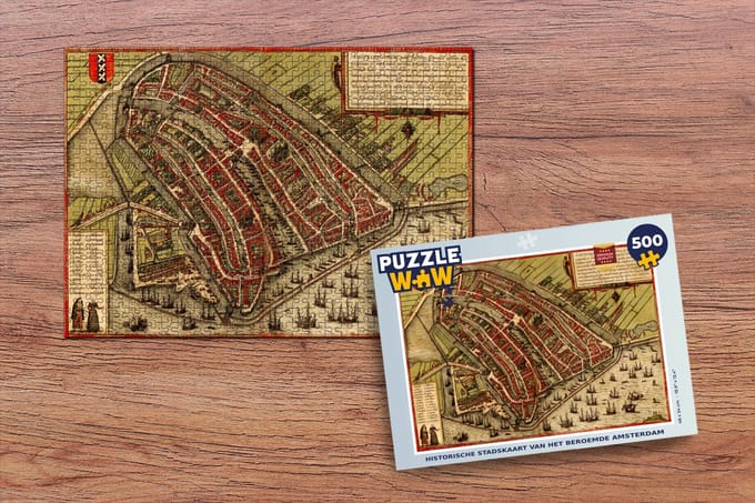 Puzzel Kaart - Amsterdam - Vintage - Legpuzzel - Puzzel 500 stukjes